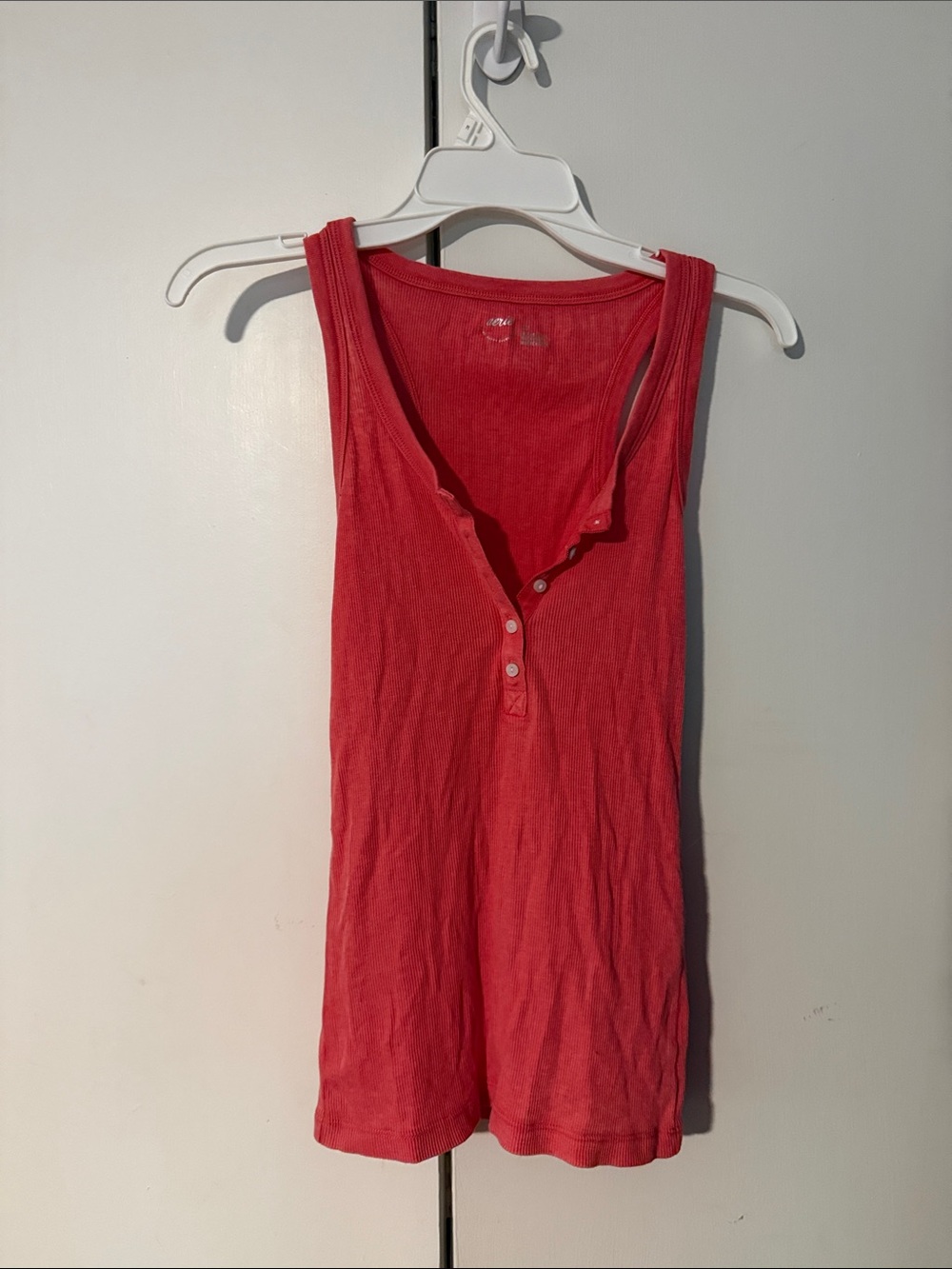 aerie Women's Red Ribbed Henley Tank Top